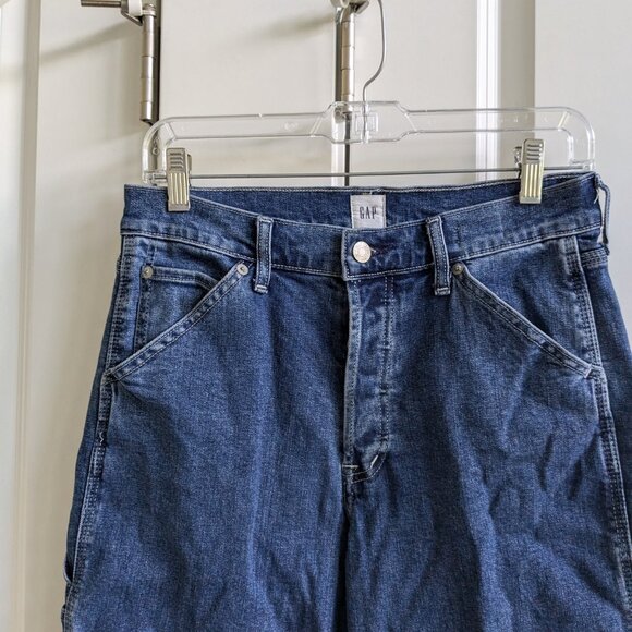 Gap 1969 Carpenter Jeans Women 6 Blue High Rise Cropped Button Fly Loose Denim - Picture 2 of 10
